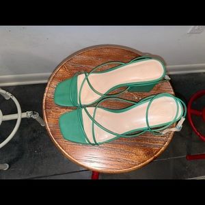 Green strappy heels